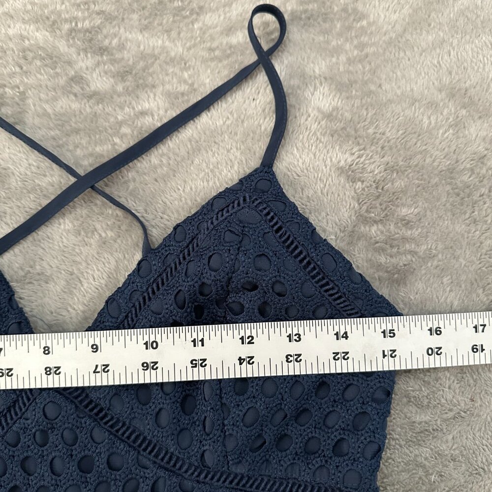 Abercrombie & Fitch Navy Blue Eyelet Strappy Mini Dress MEDIUM - Picture 4 of 5